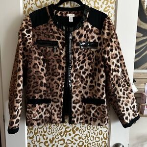 Chico's Animal Print Jacket with Black Accents